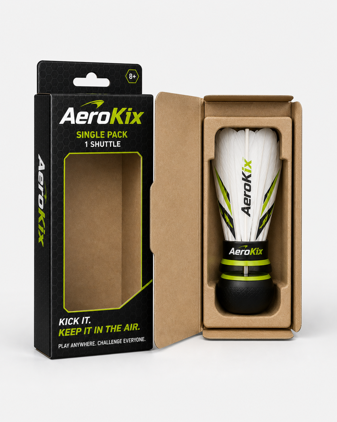 AeroKix packaging and shuttle